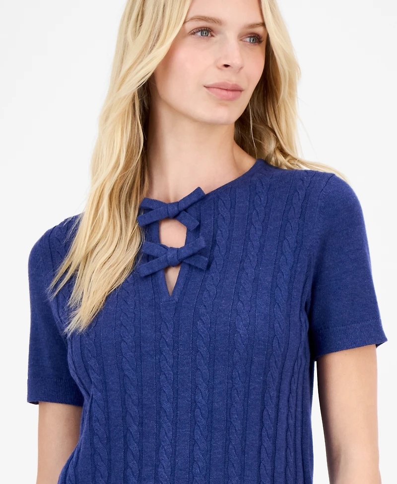 Nautica Jeans Women's Bow Cable Knit Sweater