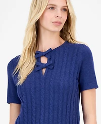 Nautica Jeans Women's Bow Cable Knit Sweater