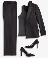 Anne Klein Blazer Mixed Media Top High Rise Pants