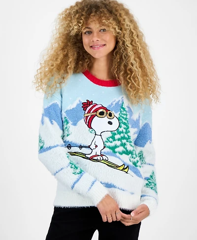 Hooked Up by Iot Juniors' Snoopy Skiing Sweater