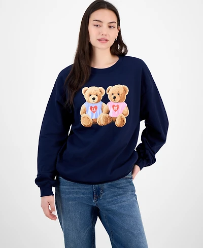 Love Tribe Juniors' Teddy Bear Nyc & La Graphic Sweatshirt