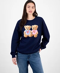 Love Tribe Juniors' Teddy Bear Nyc & La Graphic Sweatshirt