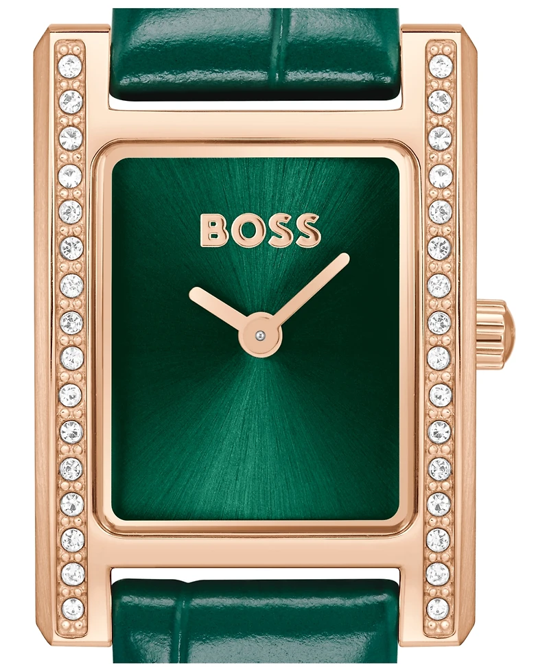 Hugo Boss Women's Lucy Precious Quartz Basic Mini Green Leather Watch, 18.50mm