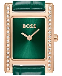 Hugo Boss Women's Lucy Precious Quartz Basic Mini Green Leather Watch, 18.50mm
