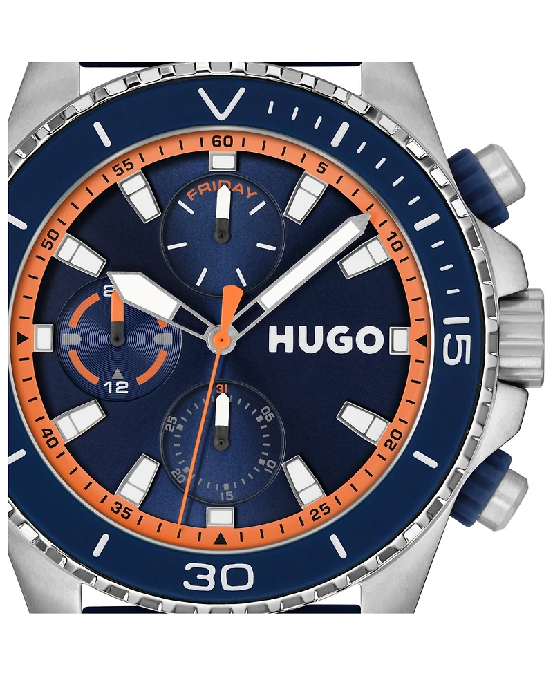 Hugo Boss Men's Dive Quartz Multifunction Blue Silicone Watch, 44mm