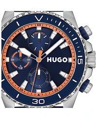 Hugo Boss Men's Dive Quartz Multifunction Blue Silicone Watch, 44mm