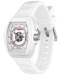 Hugo Boss Men's Hugo Id Quartz Basic Calendar White Silicone Watch, 40.70mm