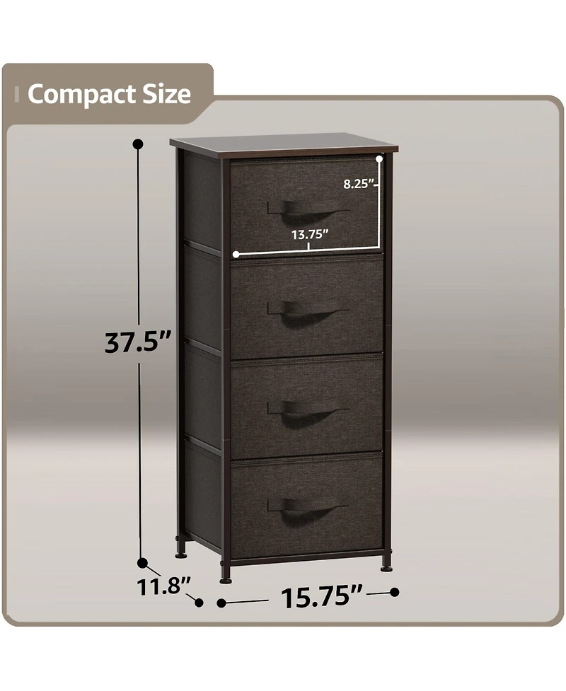 Sorbus 4 Drawers Chest Nightstand - Storage for Closet, Home, College Dorm Features Steel Frame, Wood Top