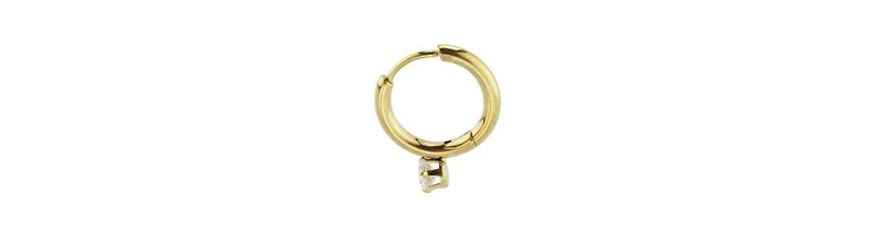 Rebl Jewelry 2-Pair Gold-Tone Earrings Set with Cz Studs & Hoops, 18K Gold Plated Stainless Steel