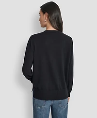 Dkny Jeans Petite Embellished Logo Crewneck Sweater