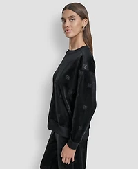 Dkny Jeans Petite Debossed Logo Detail Pull-On Sweater