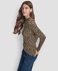 Dkny Jeans Petite Side Ruched Long Sleeves Top