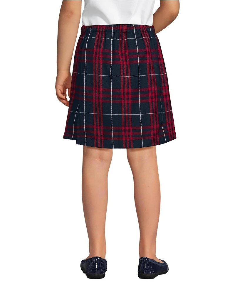 Lands' End Big Girls School Uniform Plaid A Line Tab Skort Top of Knee