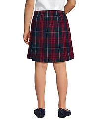 Lands' End Big Girls School Uniform Plaid A Line Tab Skort Top of Knee