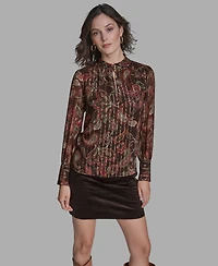 Bcbg Women's Long Sleeve Keyhole Detail Top