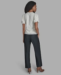 Bcbg Women's Short Sleeve Lace Blouse