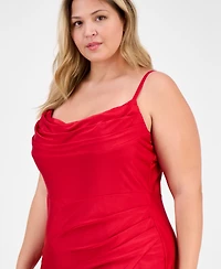 City Studios Trendy Plus Size Power Stretch Pleated Gown