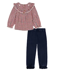 Tommy Hilfiger Baby Girls 2-Piece Dobby Peasant Top and Denim Pants Set