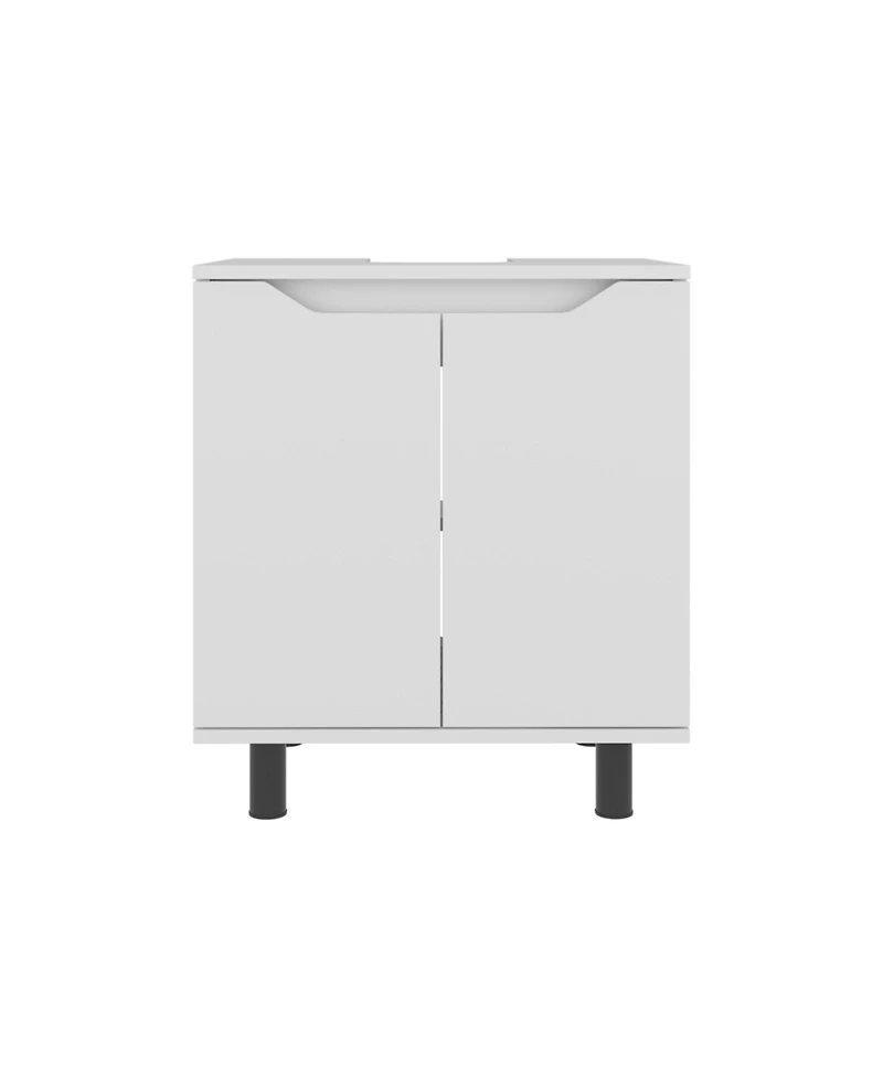 Fm Furniture Londres Bathroom Vanity Cabinet for Pedestal Sink – Freestanding Storage Unit with Double Doors, Internal Shelves, and Open Back Design f