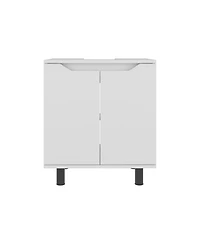 Fm Furniture Londres Bathroom Vanity Cabinet for Pedestal Sink – Freestanding Storage Unit with Double Doors, Internal Shelves, and Open Back Design f