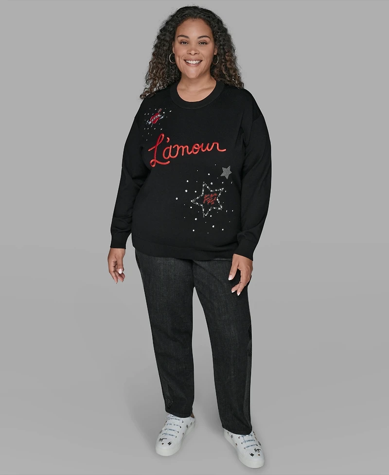 Karl Lagerfeld Paris Plus Embellished Amour Sweater