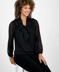 Kasper Women's Tie-Front Ruffled Blouse
