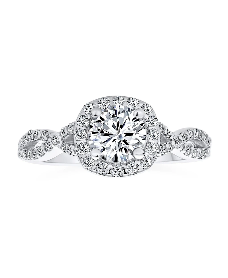 Bling Jewelry Sterling Silver 1.5CTW Cz Halo Infinity Promise Ring with Criss-Cross Twist Band