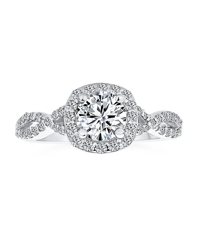 Bling Jewelry Sterling Silver 1.5CTW Cz Halo Infinity Promise Ring with Criss-Cross Twist Band