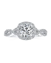 Bling Jewelry Sterling Silver 1.5CTW Cz Halo Infinity Promise Ring with Criss-Cross Twist Band