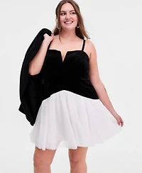 Seni & Cade Trendy Plus Sleeveless Velvet Drop Waist Dress