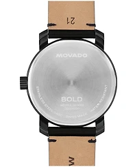 Movado Men's Bold Access Swiss Quartz Black Leather Watch, 41mm