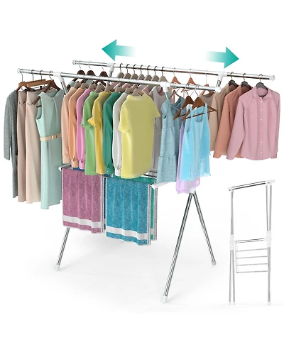 2-Tier Clothes Drying Rack with Adjustable Gullwing Arms