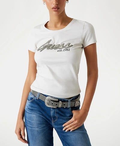 Guess Women's Embellished Logo Short-Sleeve T-Shirt