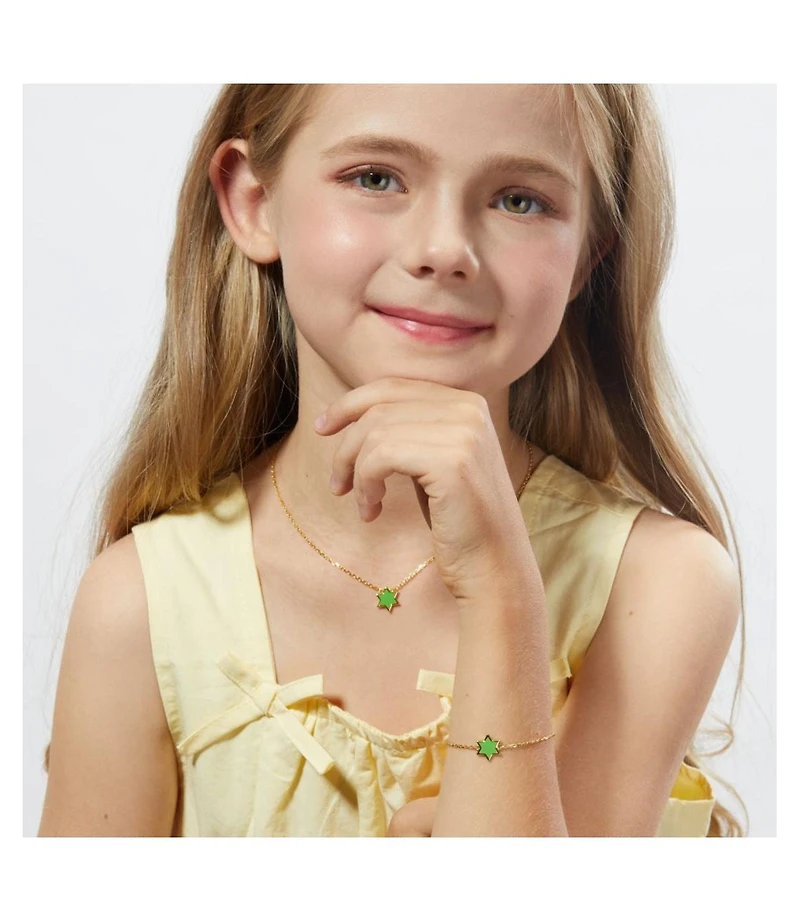 Anna Zuckerman Petit Star of David Necklace in Green