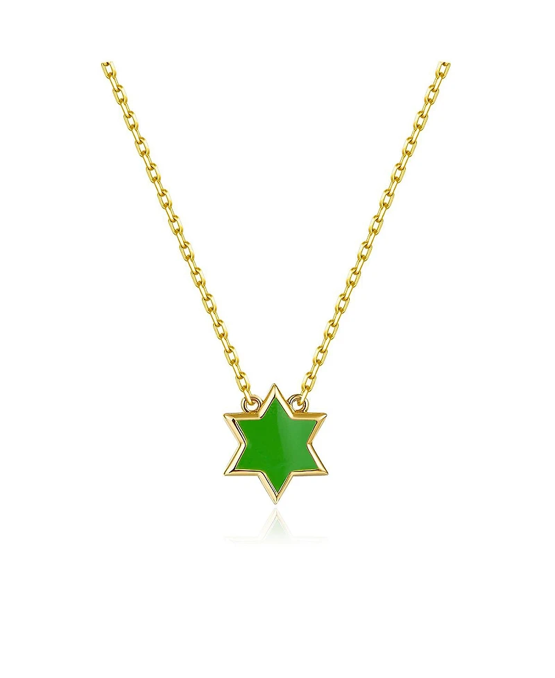 Anna Zuckerman Petit Star of David Necklace in Green