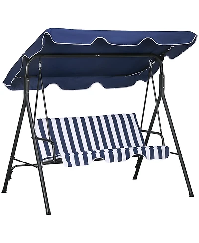 Flynama 67 Inch 3-Seat Patio Swing Chair with Adjustable Canopy and Cushions