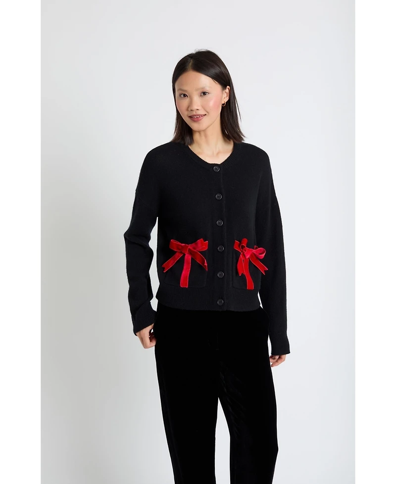 Chinti & Parker Women's Wool-Cashmere Velvet Bow Cardigan