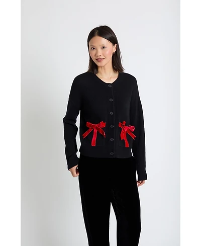 Chinti & Parker Women's Wool-Cashmere Velvet Bow Cardigan