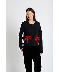 Chinti & Parker Women's Wool-Cashmere Velvet Bow Cardigan