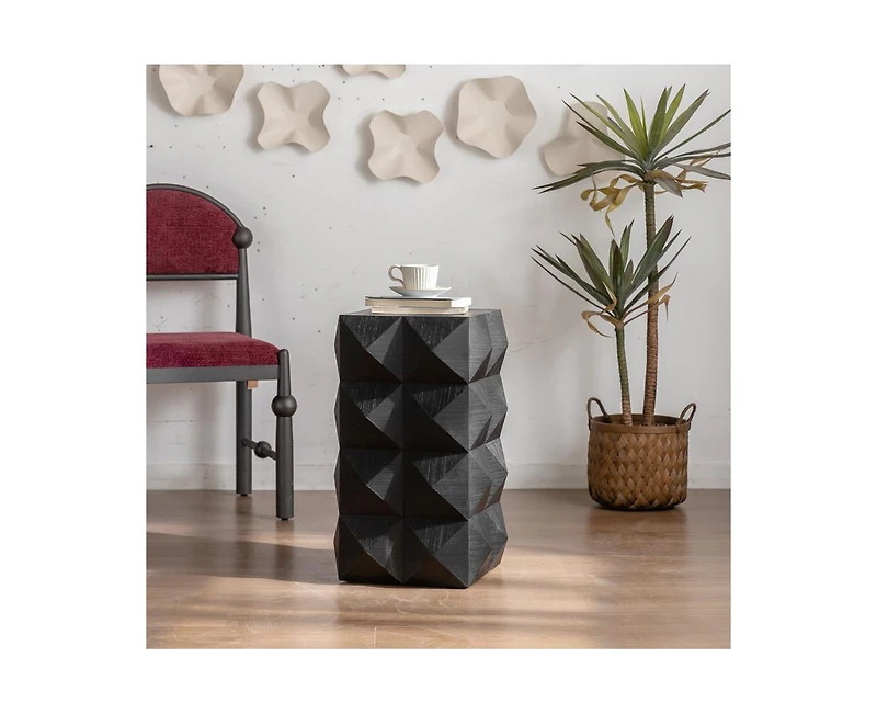 Casainc 23.62"Height Three-dimensional Embossed Pattern Design Retro Side Coffee Table