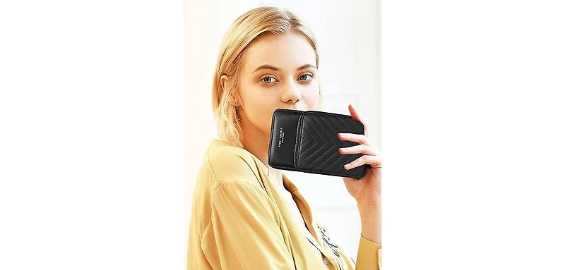 Small Crossbody Cell Phone Bag for Women, Mini Over Shoulder Handbag Purse with Credit Card Slots Black
