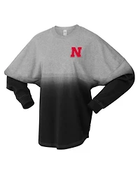 Spirit Jersey Men's and Women's Black/Gray Nebraska Huskers Ombre Long Sleeve T-Shirt