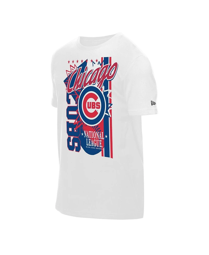 New Era Men's White Chicago Cubs Big Graphic Domestic T-Shirt