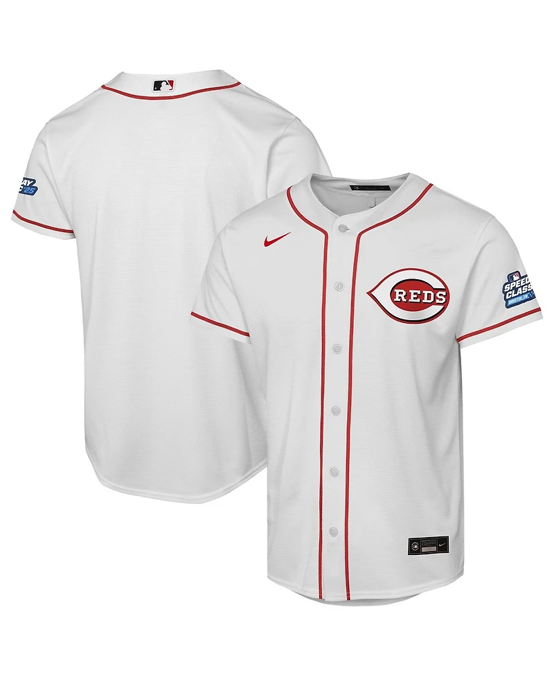 Nike Big Boys and Girls White Cincinnati Reds 2025 Mlb Speedway Classic Home Replica Team Jersey