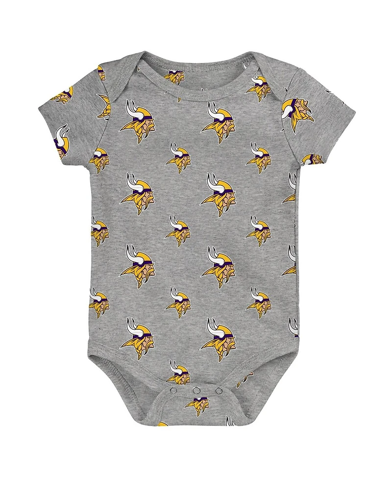 Outerstuff Newborn 3-Piece Minnesota Vikings Little Tike Bodysuit Set