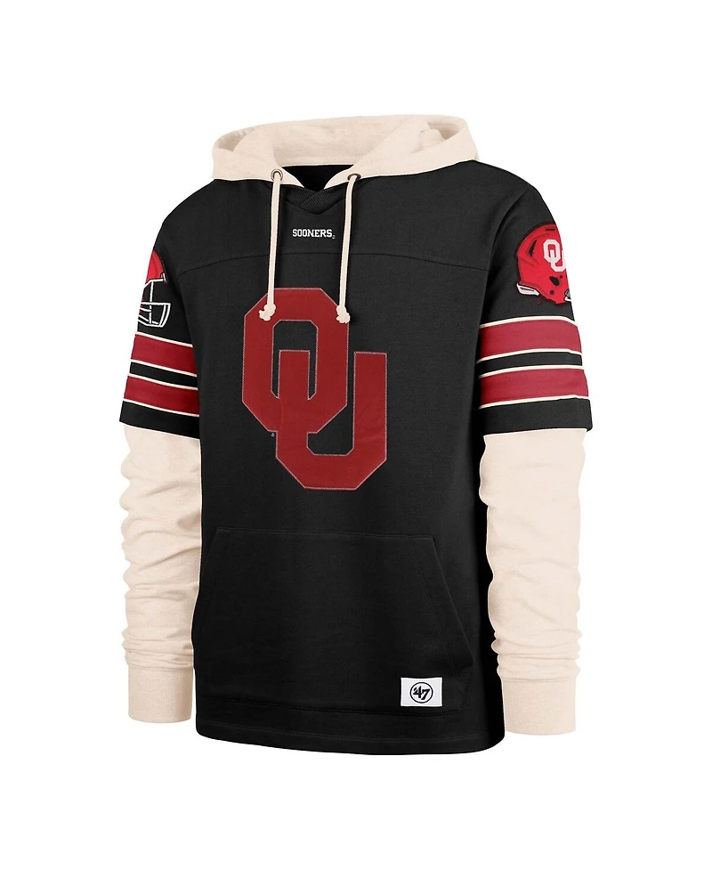 '47 Brand Men's Black Oklahoma Sooners Split Zone Cornerback Lacer Pullover Hoodie