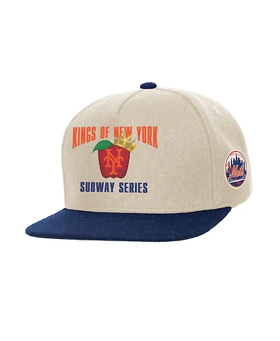 Mitchell & Ness Men's Cream New York Mets Subway Series Matchup Pro Pinch Snapback Hat