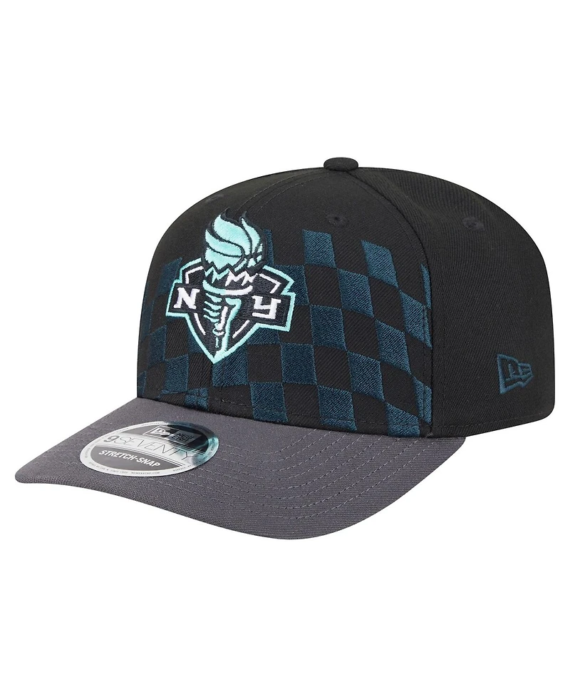 New Era Men's and Women's Black New York Liberty 9SEVENTY Checkerboard Print Adjustable Hat