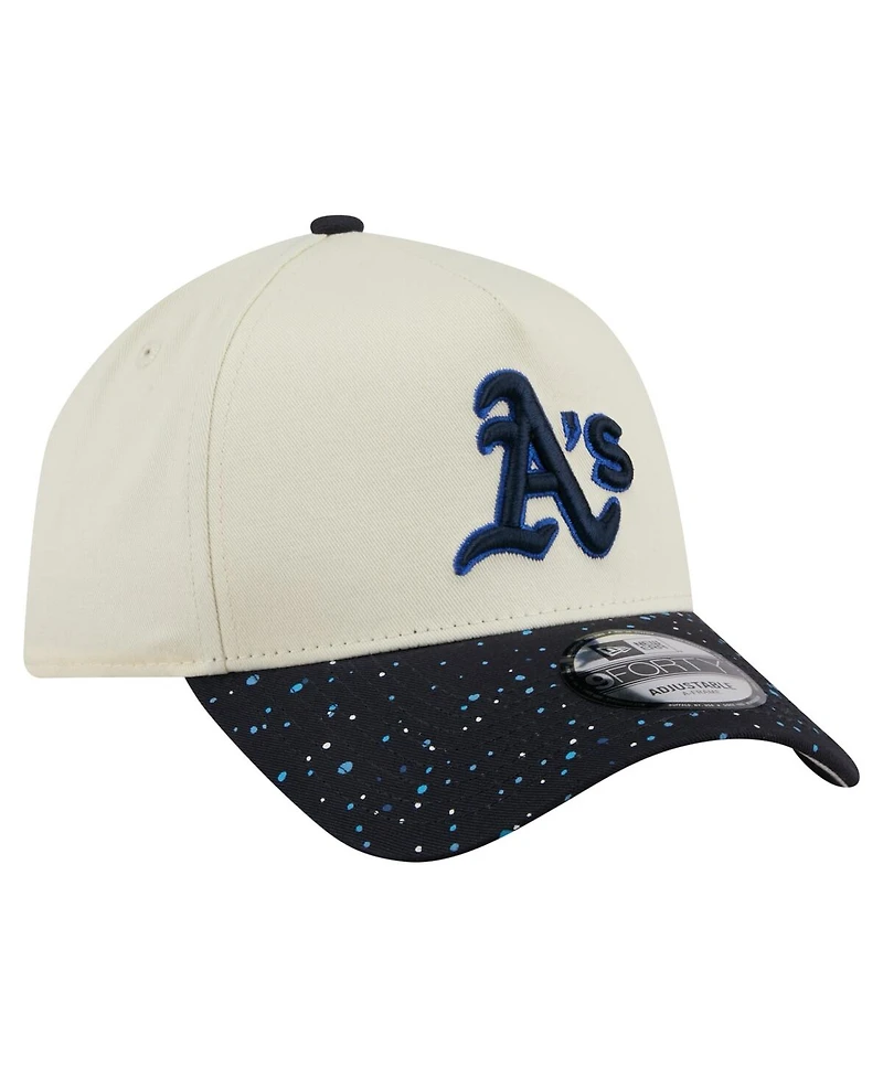 New Era Men's Cream Athletics Speckle A-Frame 9FORTY Adjustable Hat