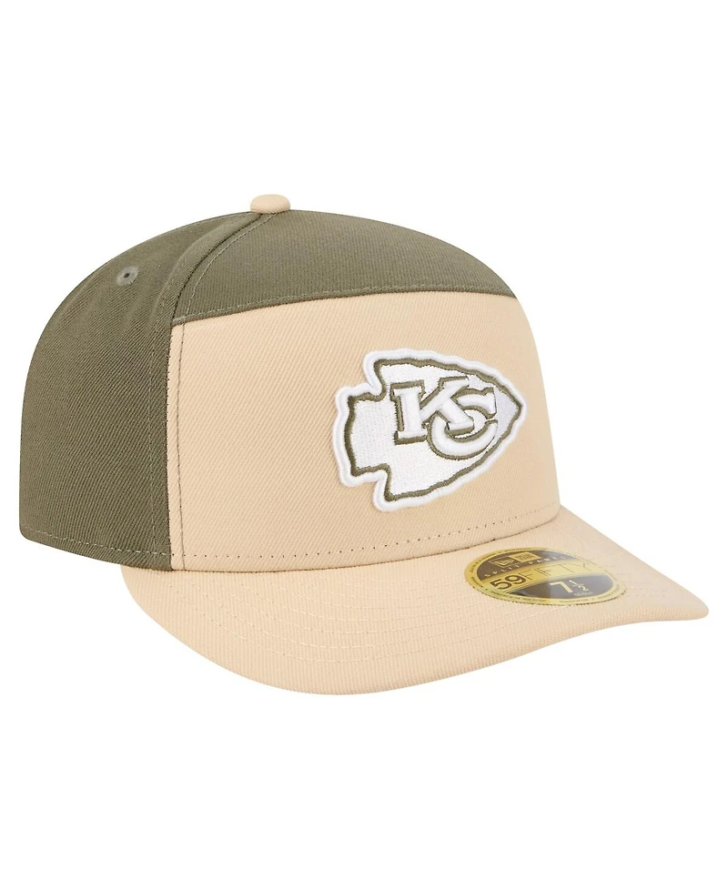 New Era Men's Light Beige/Olive Kansas City Chiefs Two-Tone Color Pack Split Panel 59FIFTY Fitted Hat